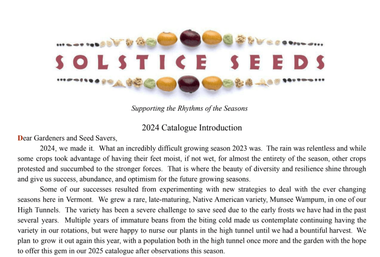 solstice seeds catalog